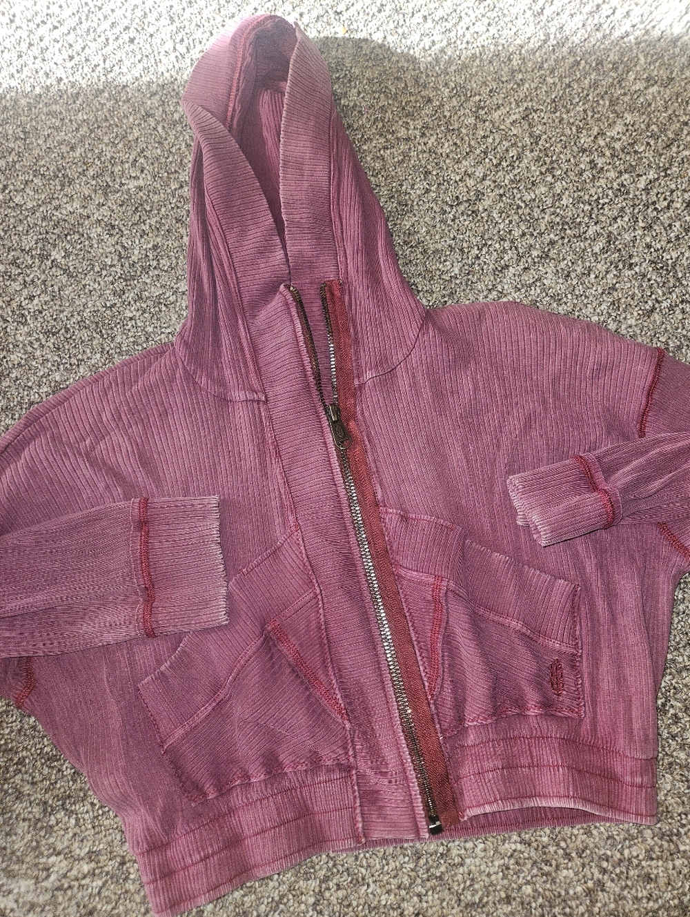Free People Movement Ribbed Cropped Hooded Jacket Xs